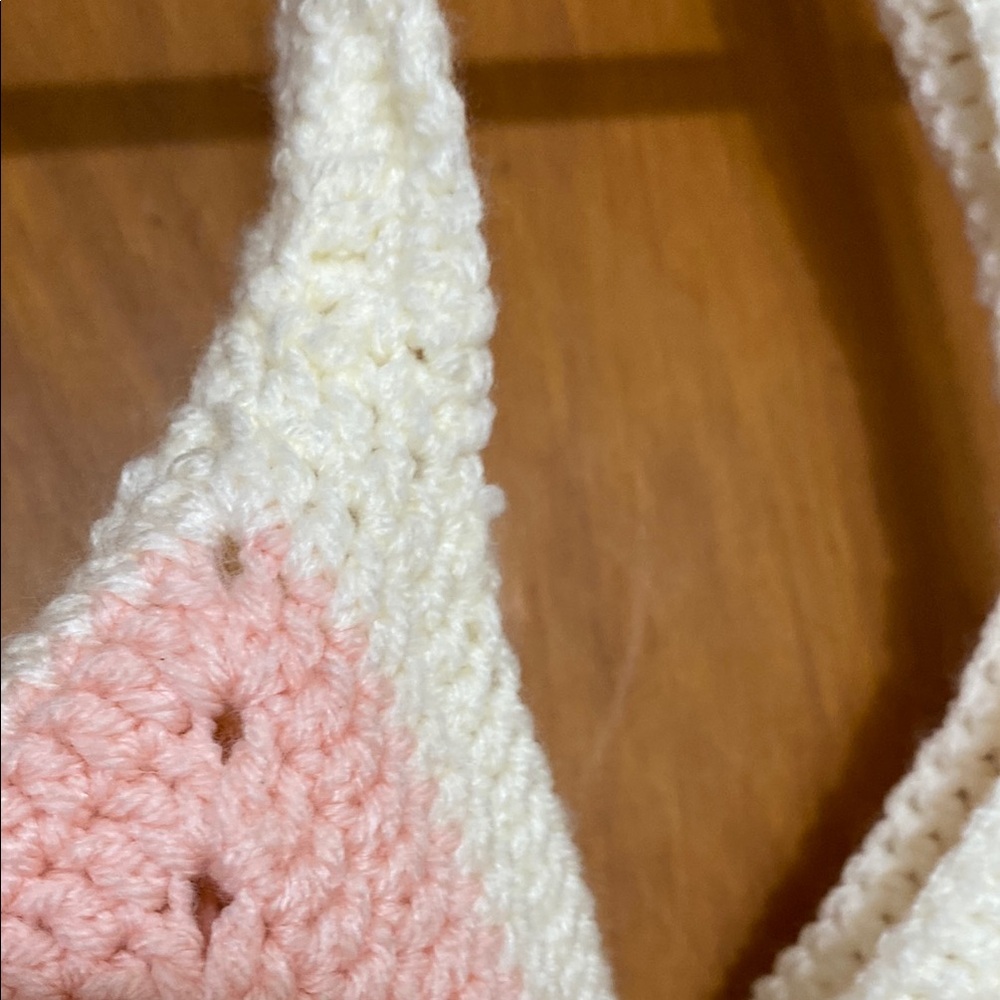 NWOT Handmade Pink Crochet Granny Square Tote Bag - Picture 8 of 11
